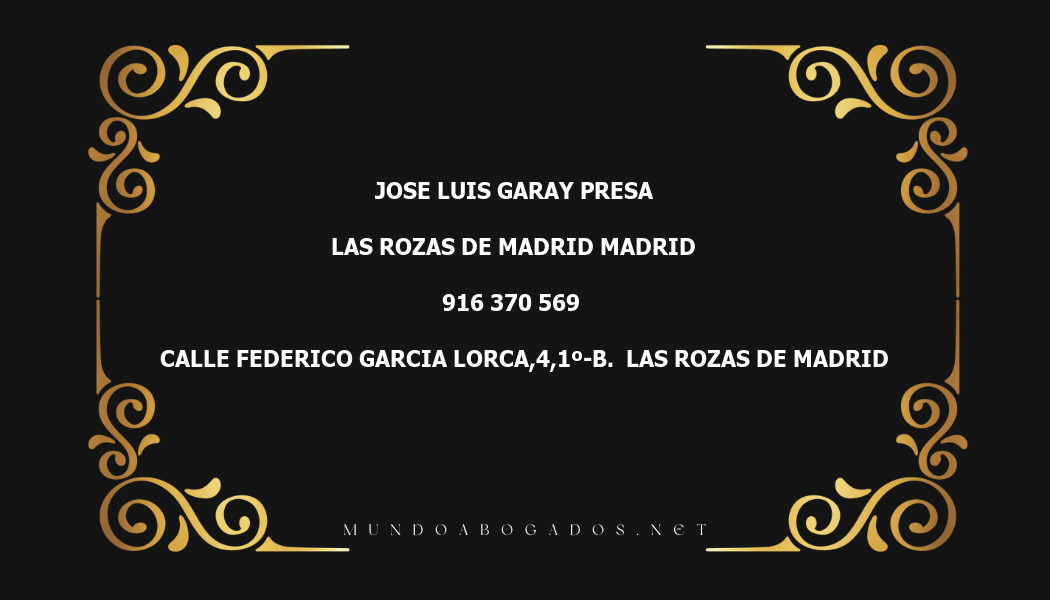 abogado Jose Luis Garay Presa en la localidad de Las Rozas de Madrid