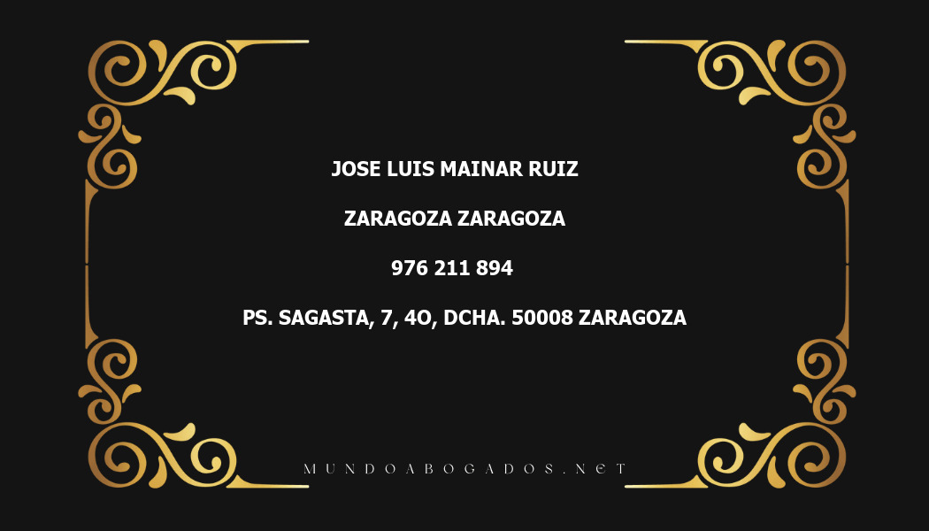 abogado Jose Luis Mainar Ruiz en la localidad de Zaragoza