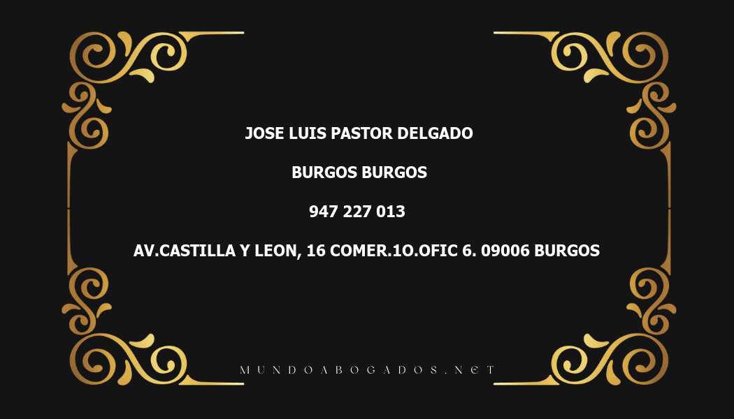 abogado Jose Luis Pastor Delgado en la localidad de Burgos