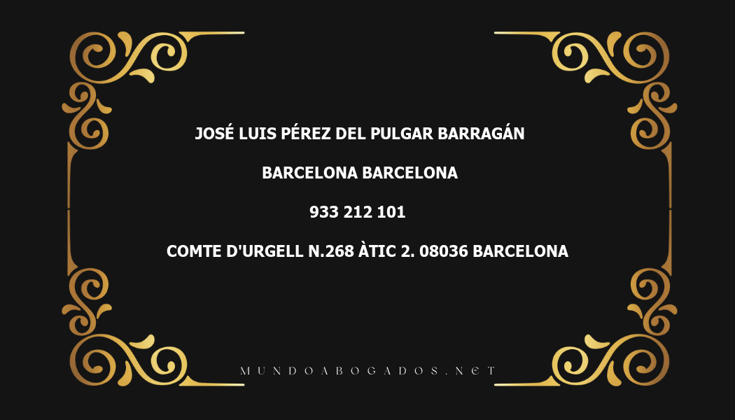 abogado José Luis Pérez Del Pulgar Barragán en la localidad de Barcelona