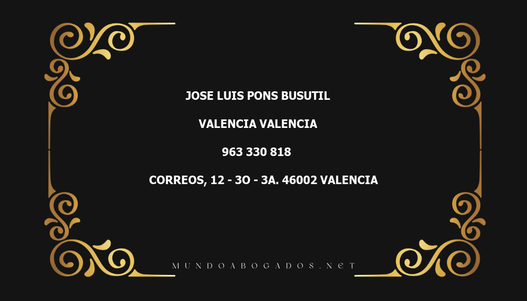 abogado Jose Luis Pons Busutil en la localidad de Valencia