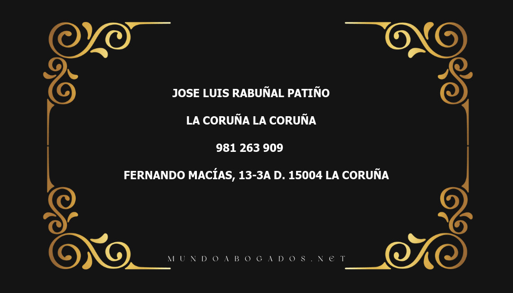 abogado Jose Luis Rabuñal Patiño en la localidad de La Coruña