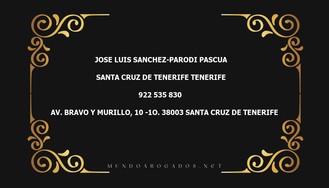 abogado Jose Luis Sanchez-Parodi Pascua en la localidad de Santa Cruz de Tenerife