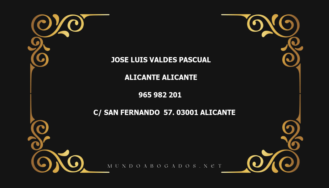 abogado Jose Luis Valdes Pascual en la localidad de Alicante