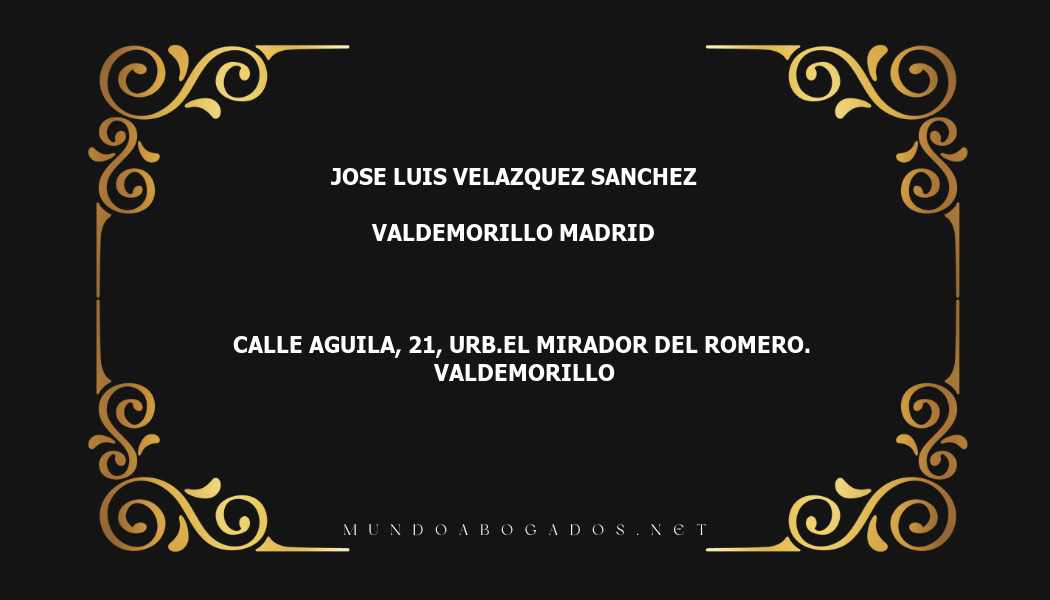 abogado Jose Luis Velazquez Sanchez en la localidad de Valdemorillo