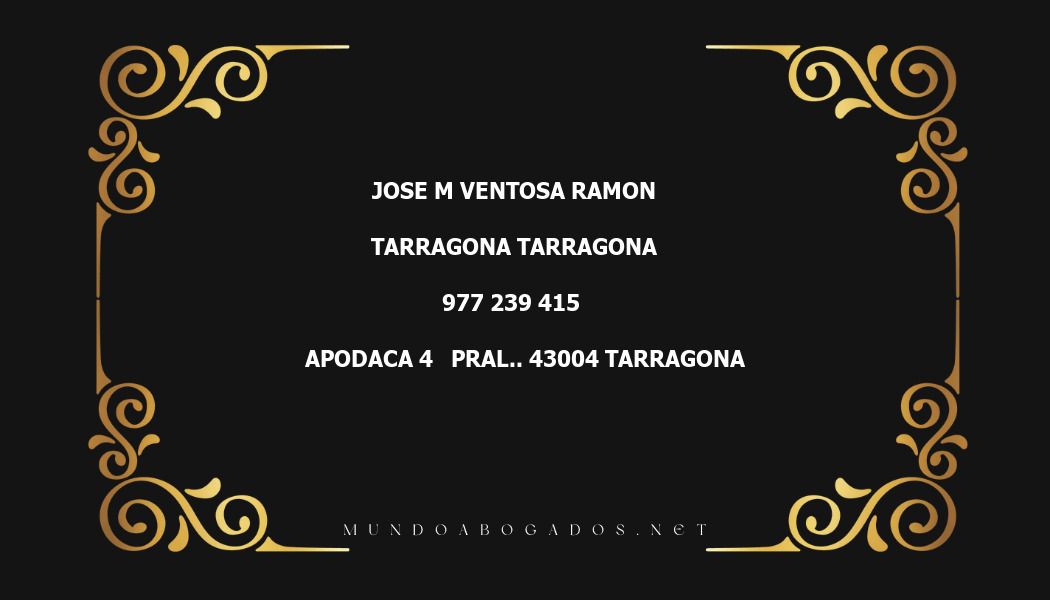 abogado Jose M Ventosa Ramon en la localidad de Tarragona