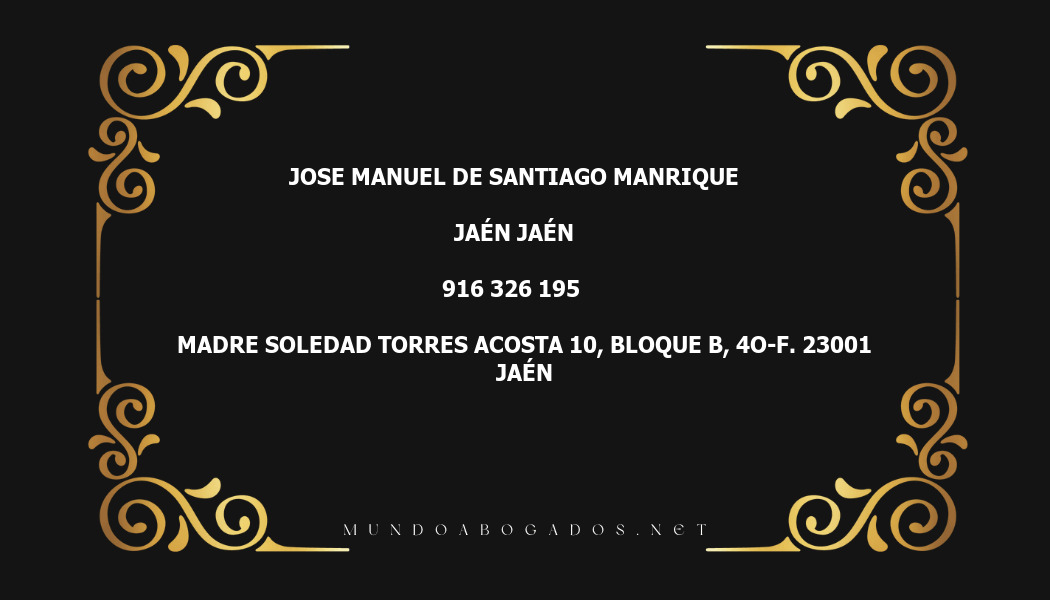 abogado Jose Manuel De Santiago Manrique en la localidad de Jaén