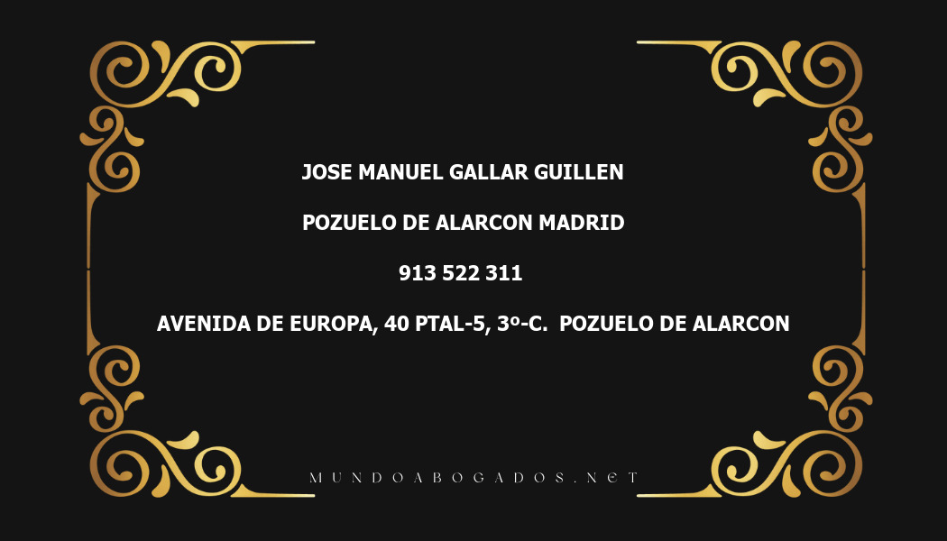 abogado Jose Manuel Gallar Guillen en la localidad de Pozuelo de Alarcon