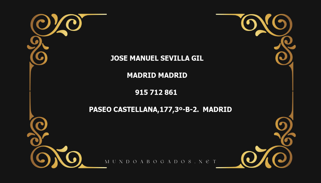 abogado Jose Manuel Sevilla Gil en la localidad de Madrid