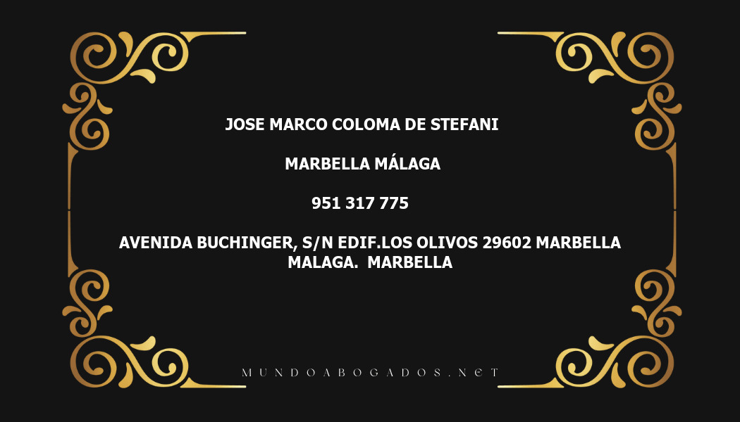 abogado Jose Marco Coloma De Stefani en la localidad de Marbella