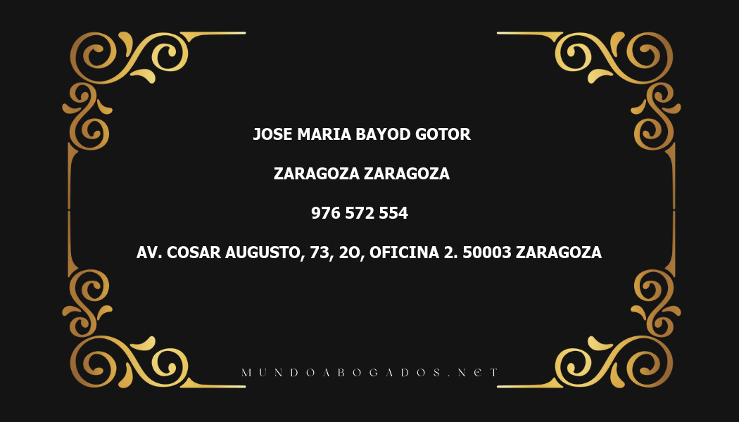 abogado Jose Maria Bayod Gotor en la localidad de Zaragoza