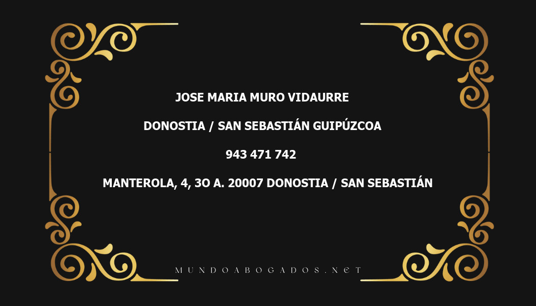 abogado Jose Maria Muro Vidaurre en la localidad de Donostia / San Sebastián