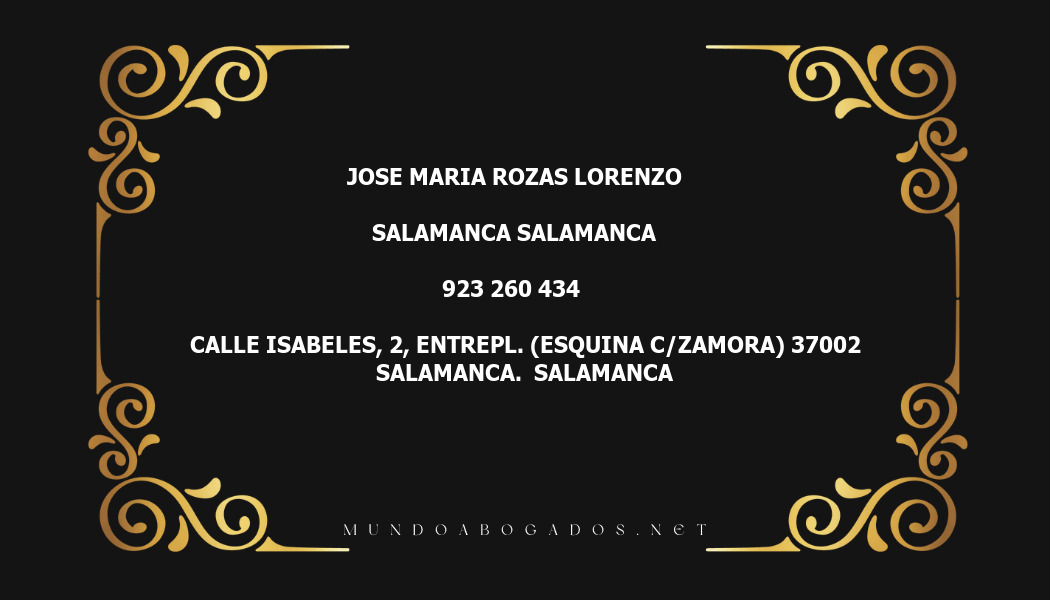 abogado Jose Maria Rozas Lorenzo en la localidad de Salamanca