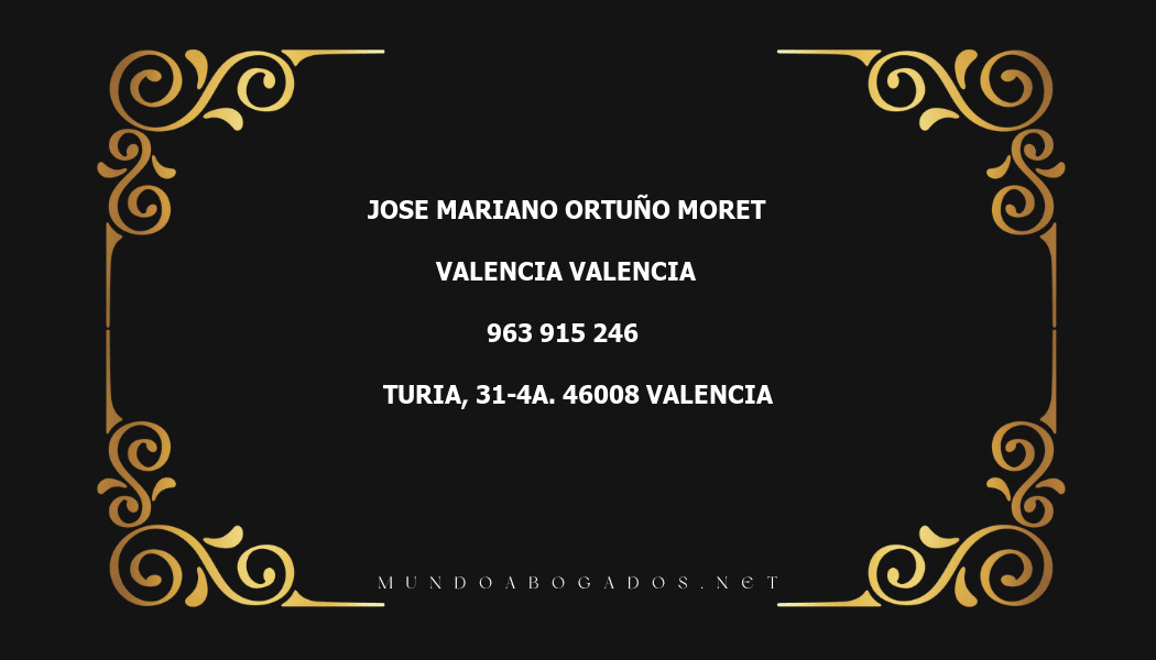 abogado Jose Mariano Ortuño Moret en la localidad de Valencia