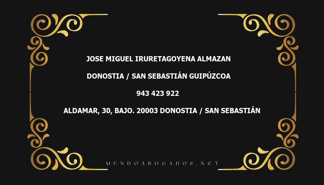 abogado Jose Miguel Iruretagoyena Almazan en la localidad de Donostia / San Sebastián