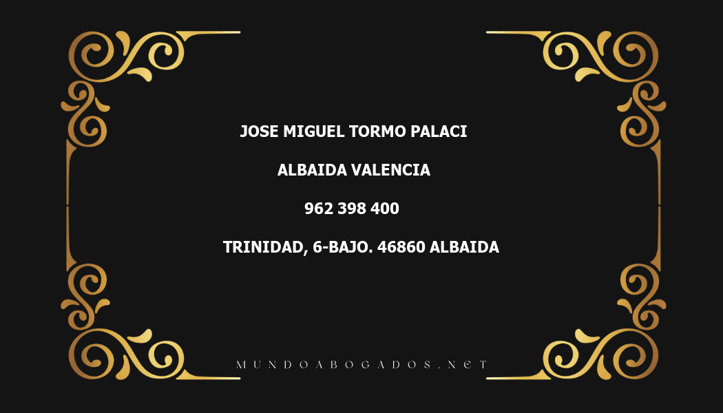 abogado Jose Miguel Tormo Palaci en la localidad de Albaida