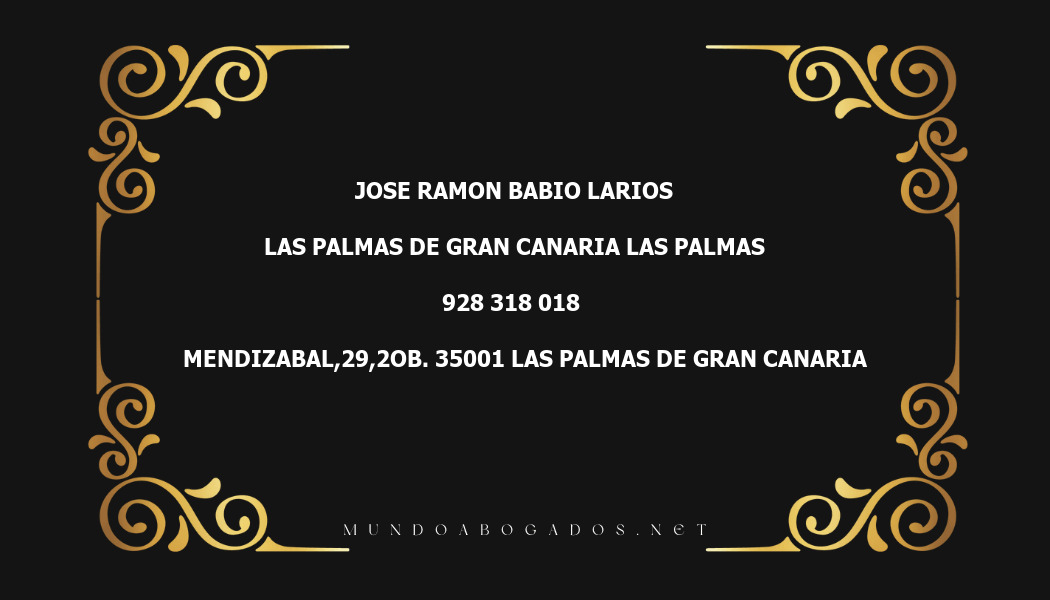 abogado Jose Ramon Babio Larios en la localidad de Las Palmas de Gran Canaria