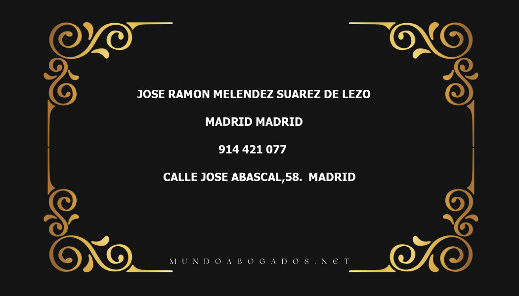 abogado Jose Ramon Melendez Suarez De Lezo en la localidad de Madrid