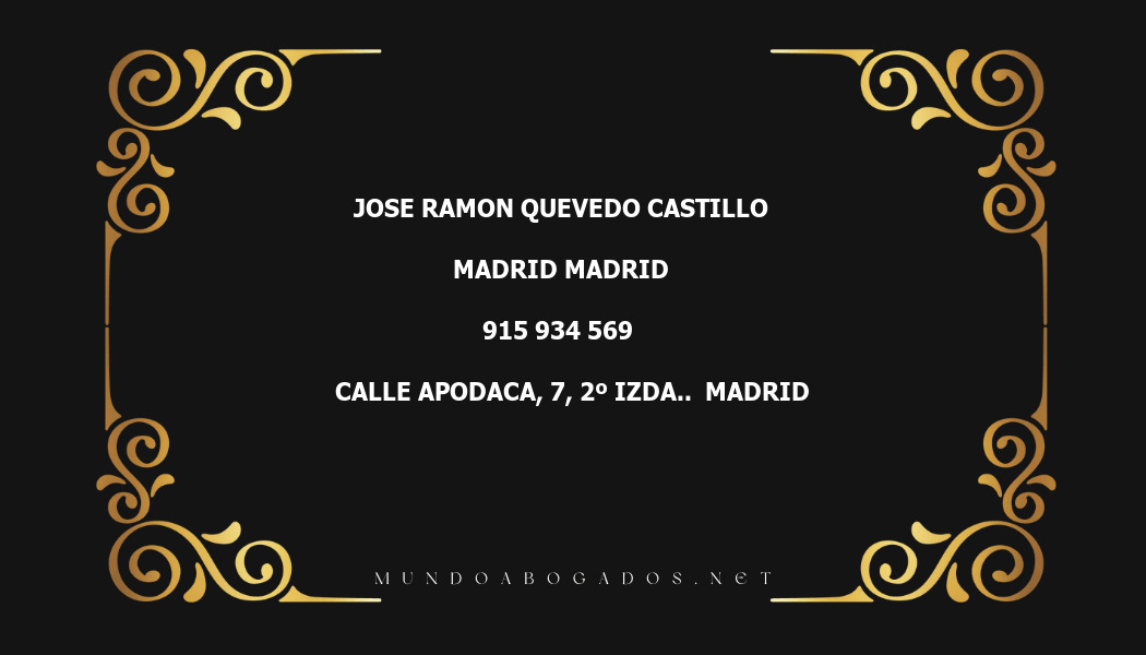 abogado Jose Ramon Quevedo Castillo en la localidad de Madrid