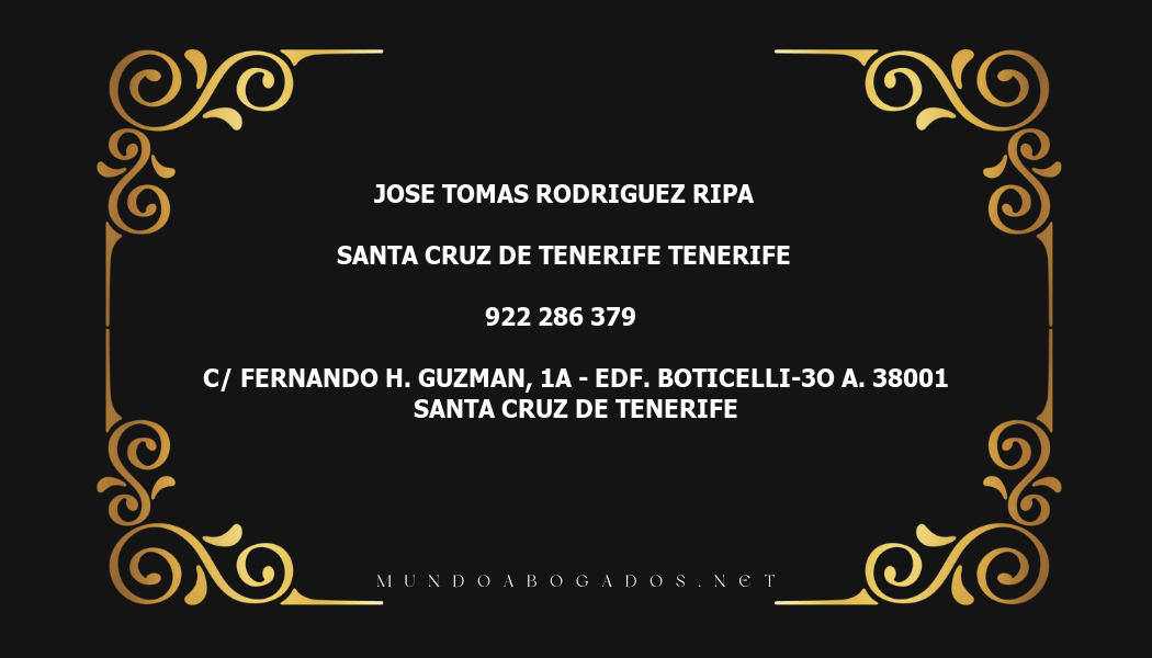 abogado Jose Tomas Rodriguez Ripa en la localidad de Santa Cruz de Tenerife