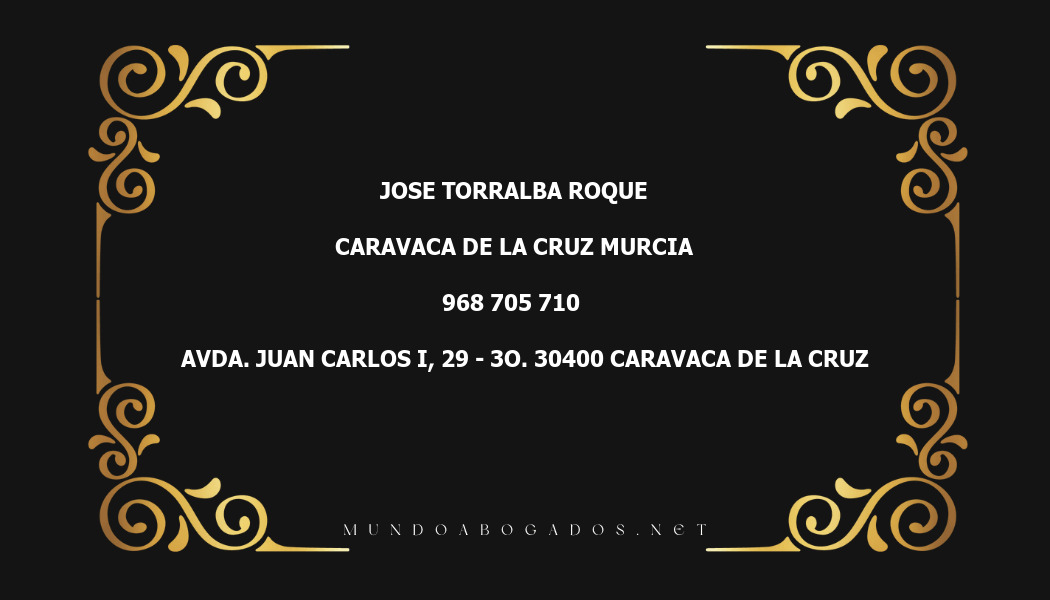 abogado Jose Torralba Roque en la localidad de Caravaca de la Cruz