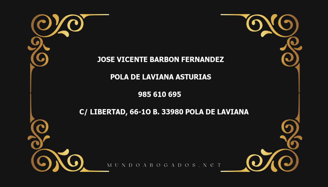 abogado Jose Vicente Barbon Fernandez en la localidad de Pola de Laviana