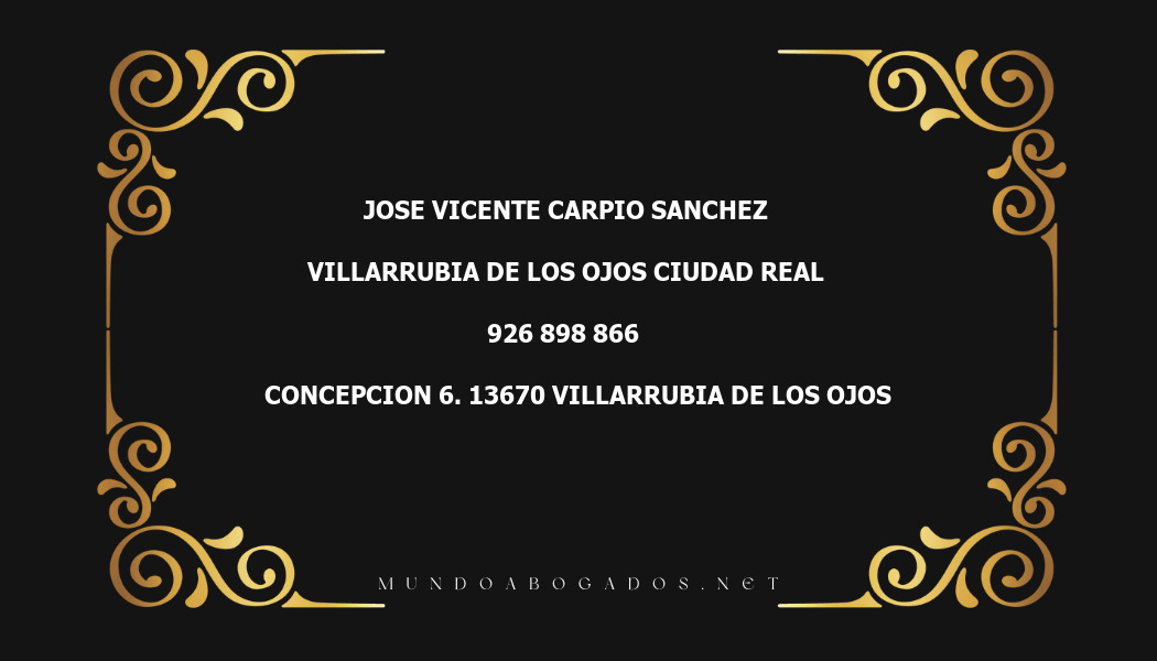 abogado Jose Vicente Carpio Sanchez en la localidad de Villarrubia de los Ojos