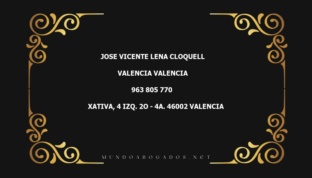 abogado Jose Vicente Lena Cloquell en la localidad de Valencia