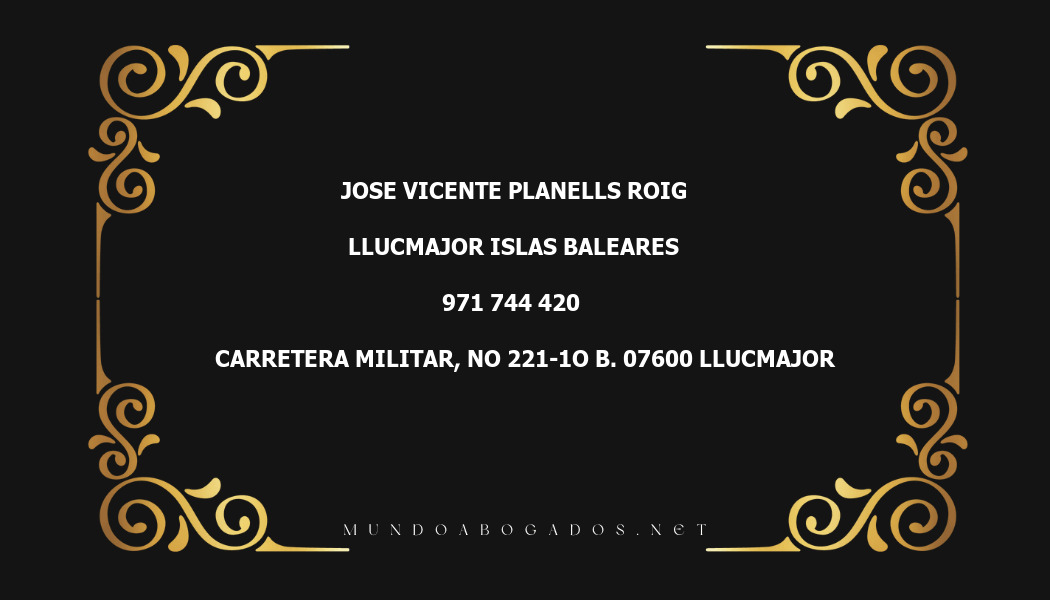 abogado Jose Vicente Planells Roig en la localidad de Llucmajor