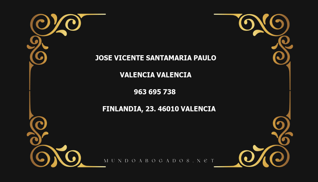 abogado Jose Vicente Santamaria Paulo en la localidad de Valencia