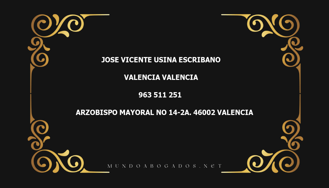 abogado Jose Vicente Usina Escribano en la localidad de Valencia