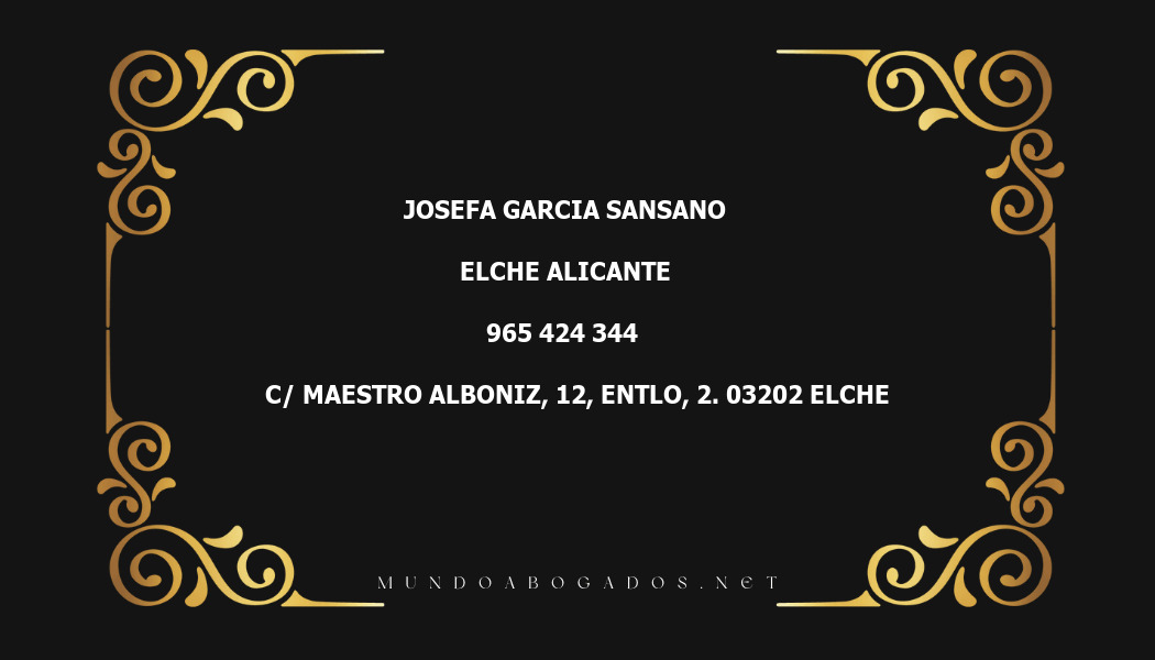 abogado Josefa Garcia Sansano en la localidad de Elche