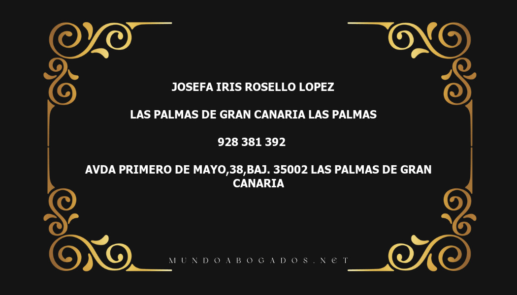 abogado Josefa Iris Rosello Lopez en la localidad de Las Palmas de Gran Canaria