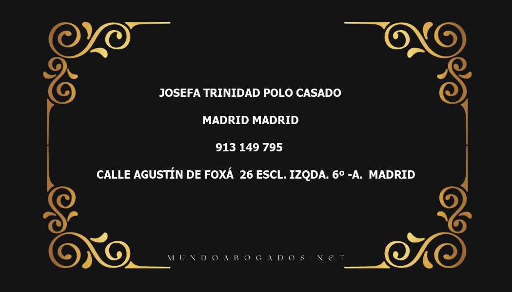 abogado Josefa Trinidad Polo Casado en la localidad de Madrid