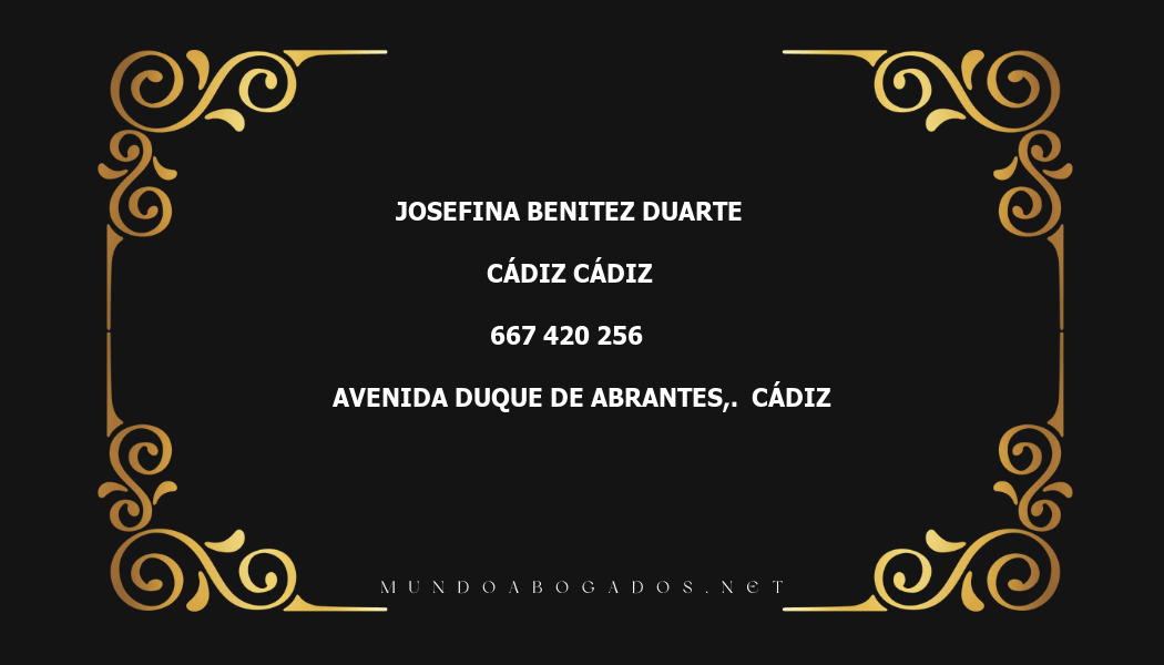 abogado Josefina Benitez Duarte en la localidad de Cádiz