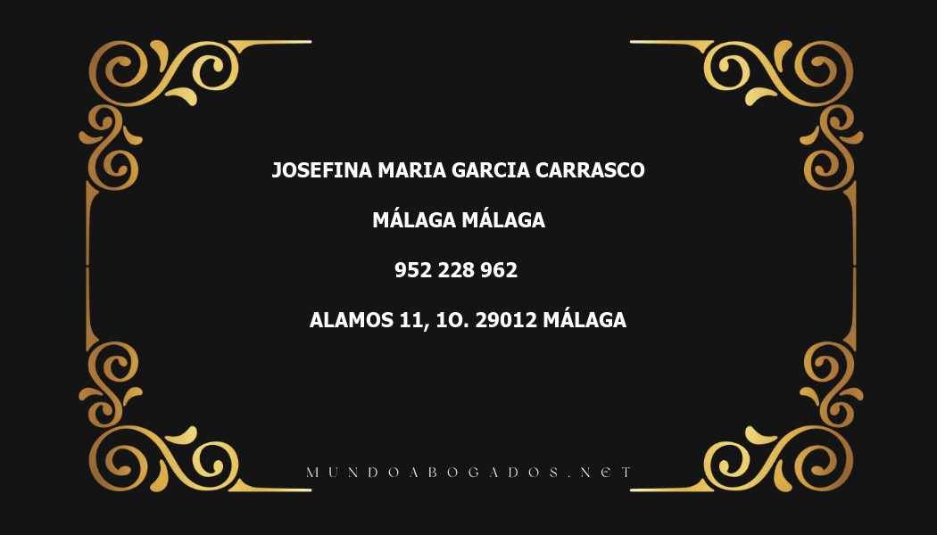 abogado Josefina Maria Garcia Carrasco en la localidad de Málaga