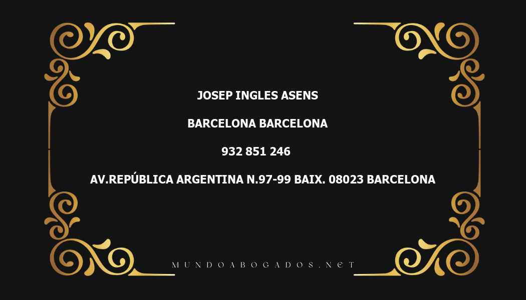 abogado Josep Ingles Asens en la localidad de Barcelona