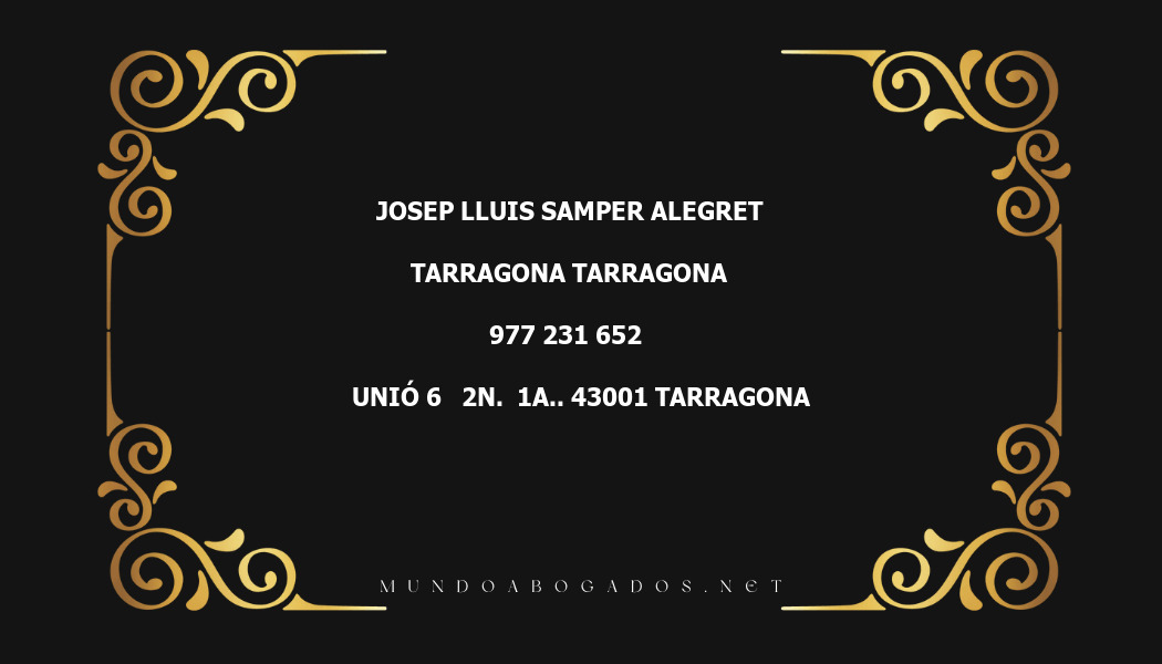 abogado Josep Lluis Samper Alegret en la localidad de Tarragona