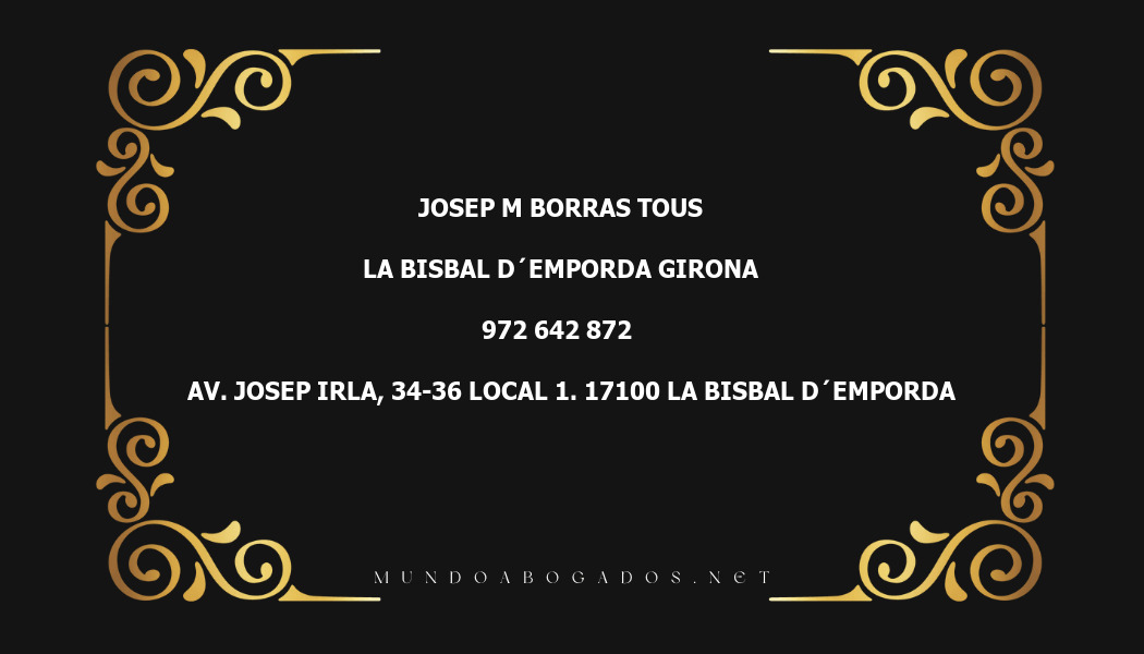 abogado Josep M Borras Tous en la localidad de La Bisbal d´Emporda