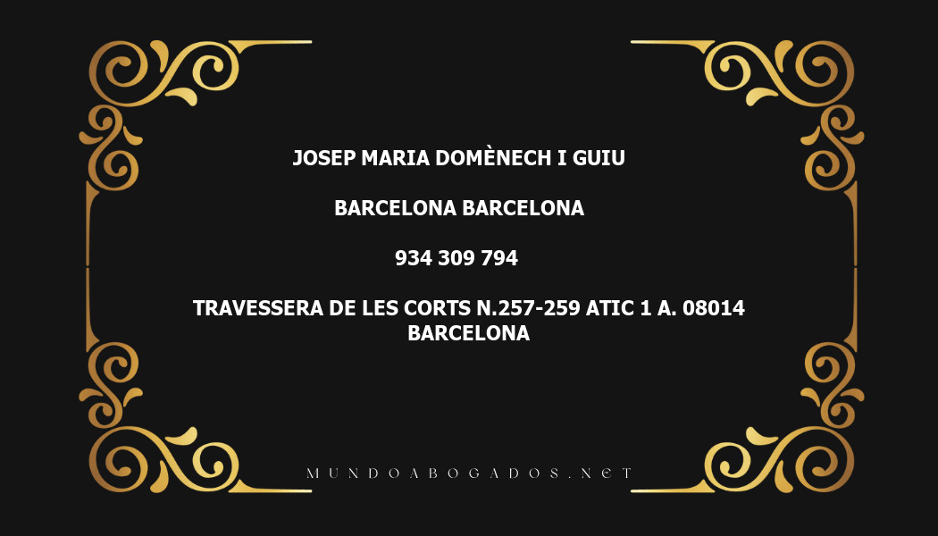 abogado Josep Maria Domènech I Guiu en la localidad de Barcelona