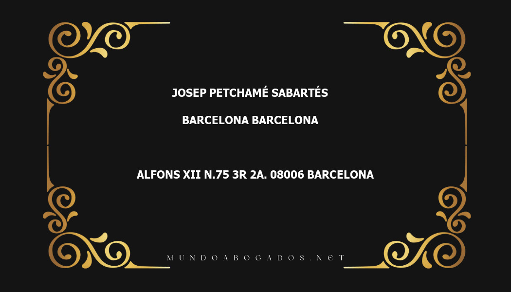 abogado Josep Petchamé Sabartés en la localidad de Barcelona