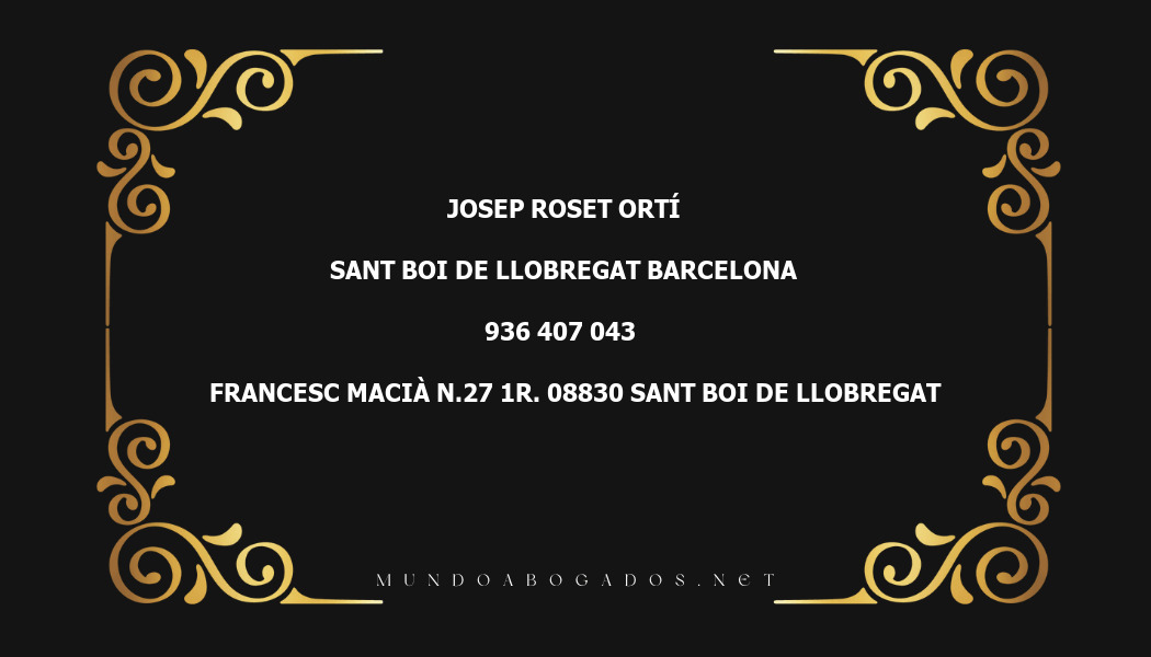 abogado Josep Roset Ortí en la localidad de Sant Boi de Llobregat