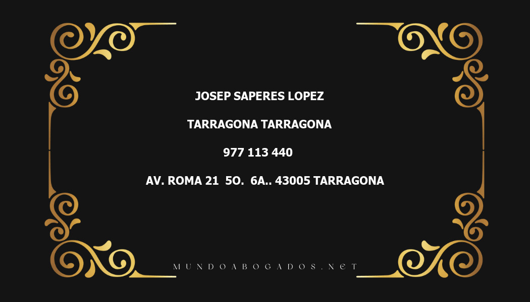 abogado Josep Saperes Lopez en la localidad de Tarragona