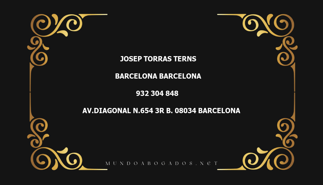 abogado Josep Torras Terns en la localidad de Barcelona