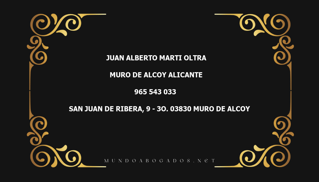 abogado Juan Alberto Marti Oltra en la localidad de Muro de Alcoy