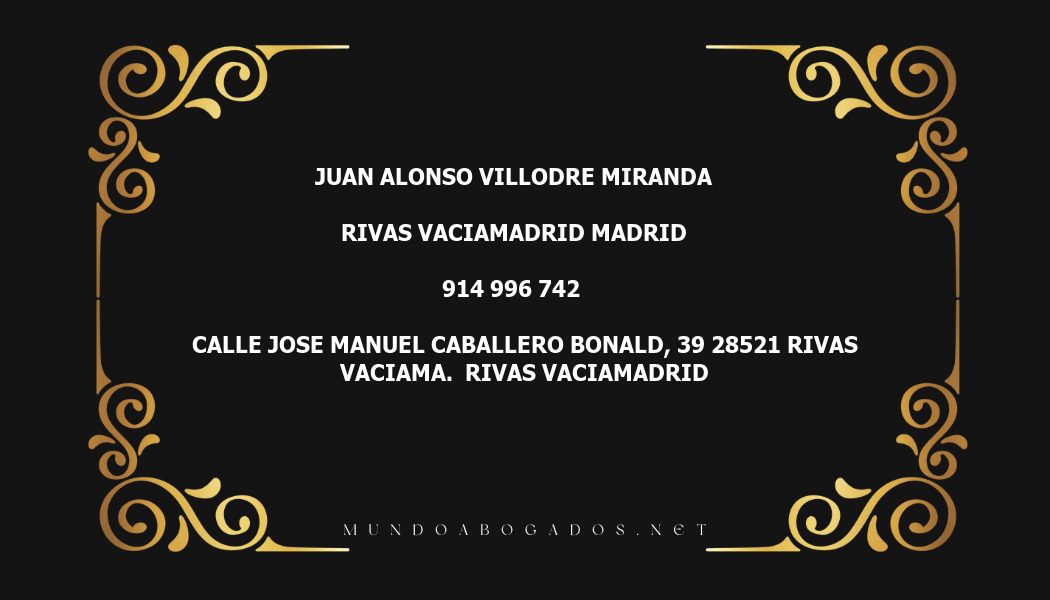 abogado Juan Alonso Villodre Miranda en la localidad de Rivas Vaciamadrid