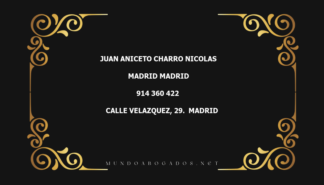 abogado Juan Aniceto Charro Nicolas en la localidad de Madrid