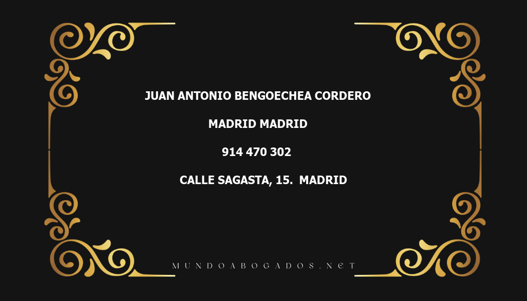 abogado Juan Antonio Bengoechea Cordero en la localidad de Madrid