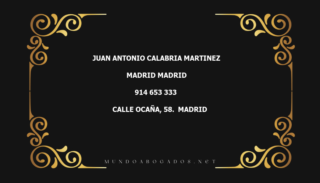 abogado Juan Antonio Calabria Martinez en la localidad de Madrid