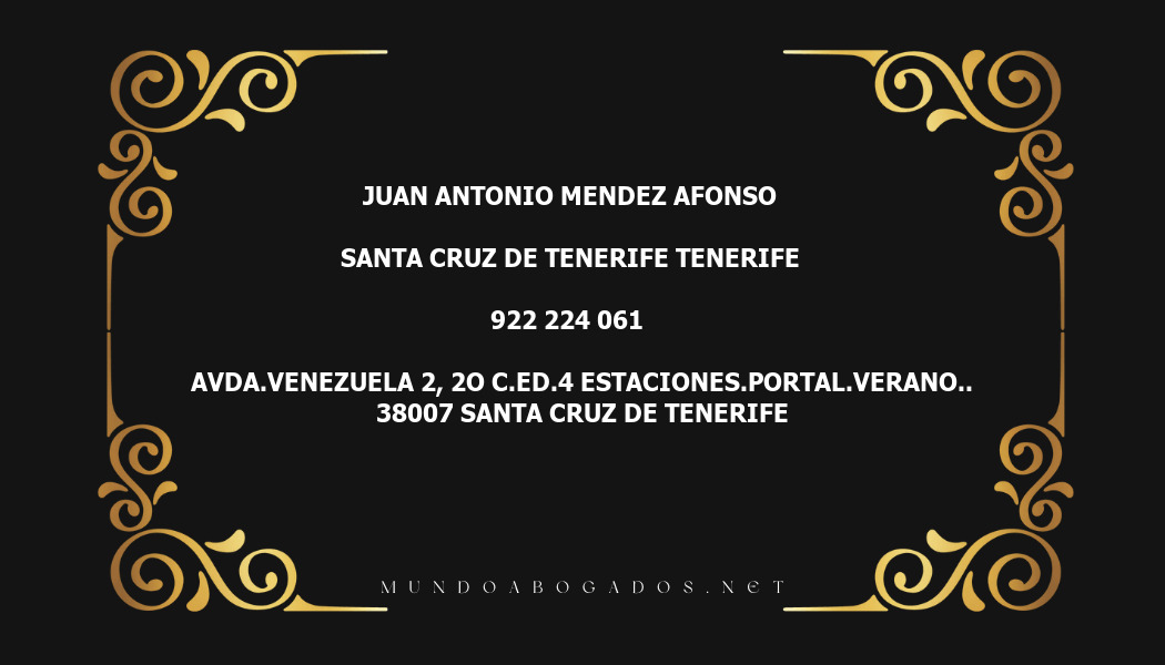 abogado Juan Antonio Mendez Afonso en la localidad de Santa Cruz de Tenerife